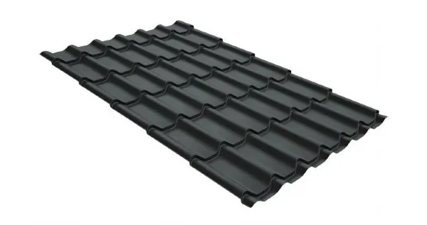 Металлочерепица классик GL 0,5 GreenCoat Pural RR 23 темно-серый (RAL 7024 мокрый асфальт) купить в Вышнем Волочке