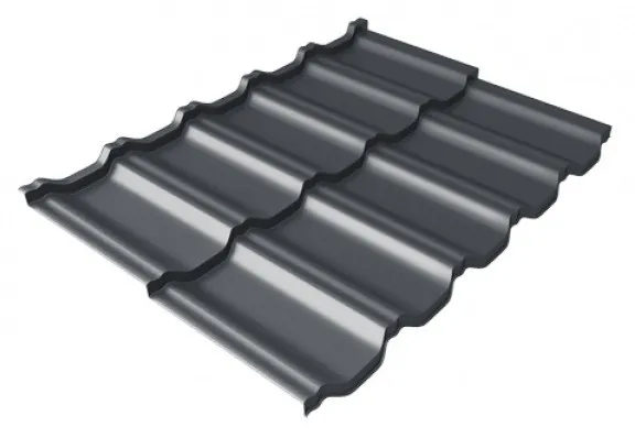 Металлочерепица модульная Квинта Uno Grand Line c 3D резом 0,5 Satin Мatt RAL 7024 мокрый асфальт купить в Вышнем Волочке