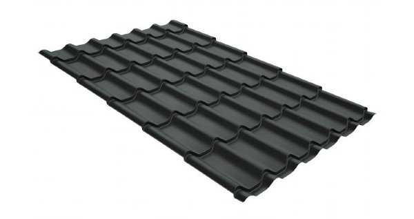 Металлочерепица классик GL 0,5 GreenCoat Pural Matt RR 23 темно-серый (RAL 7024 мокрый асфальт) купить в Вышнем Волочке