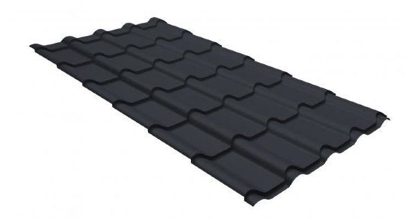 Металлочерепица камея GL 0,5 GreenCoat Pural matt RR 23 темно-серый (RAL 7024 мокрый асфальт) купить в Вышнем Волочке