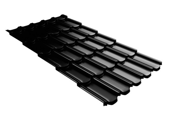 Металлочерепица квинта плюс с 3D резом 0,5 GreenСoat Pural Matt RR 33 черный (RAL 9005 черный) купить в Вышнем Волочке