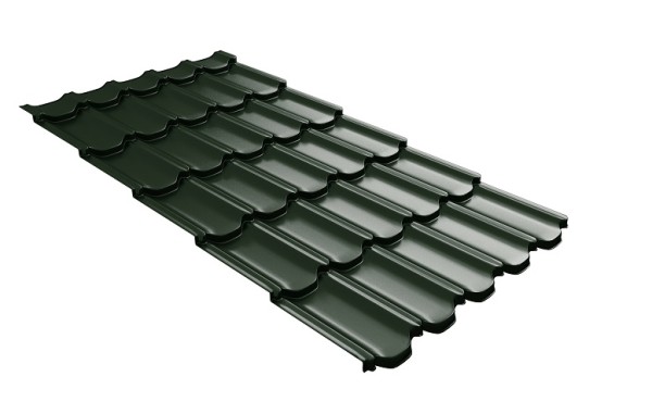 Металлочерепица квинта плюс с 3D резом 0,5 GreenСoat Pural RR 11 темно-зеленый (RAL 6020 хромовая зелень) купить в Вышнем Волочке