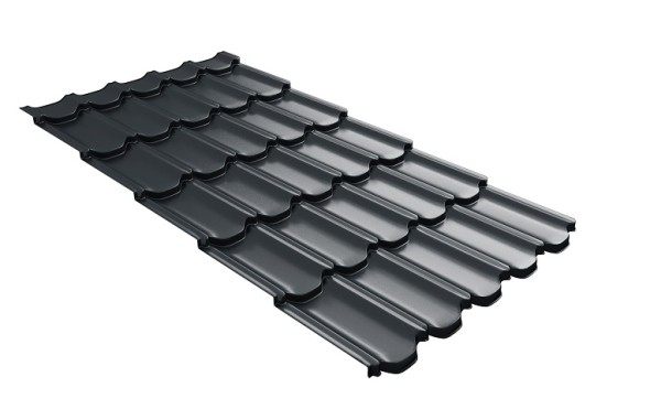 Металлочерепица квинта плюс с 3D резом 0,5 Satin RAL 7016 антрацитово-серый купить в Вышнем Волочке