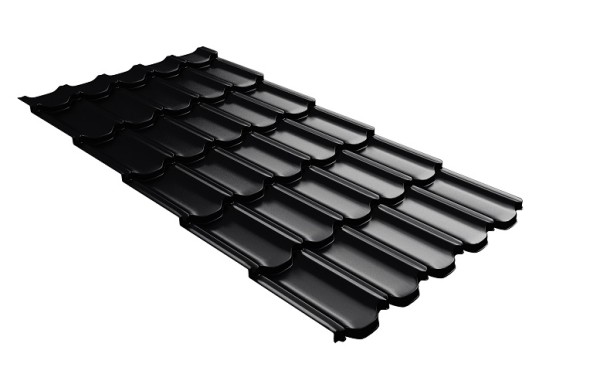 Металлочерепица квинта плюс с 3D резом 0,5 Satin RAL 9005 черный купить в Вышнем Волочке
